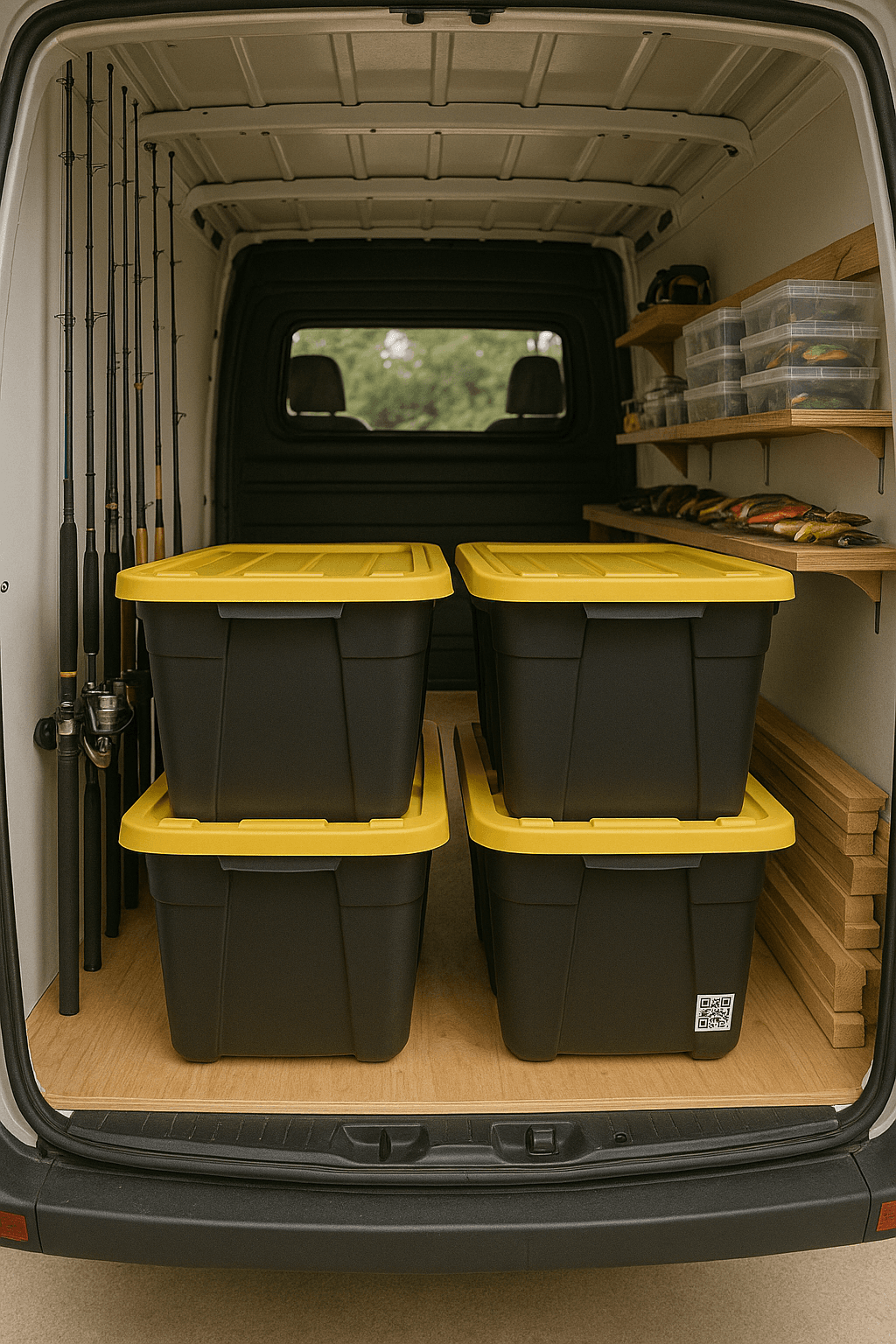 Worker placing box in a van